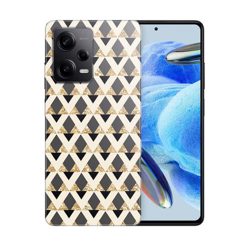 Coque Xiaomi Redmi Note 12 Pro Glitter triangles in gold black and nude