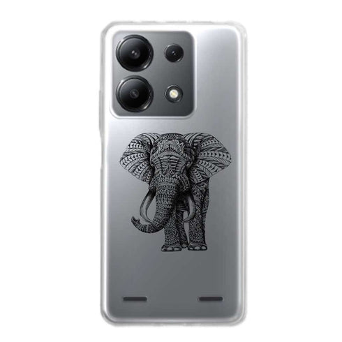 Coque Xiaomi Note 13 Noir dessin Blanc Elephant