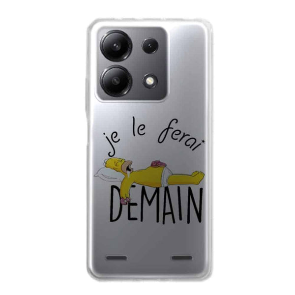 Coque Xiaomi Redmi Note 13 5g Je le Ferai demain Homer Donuts