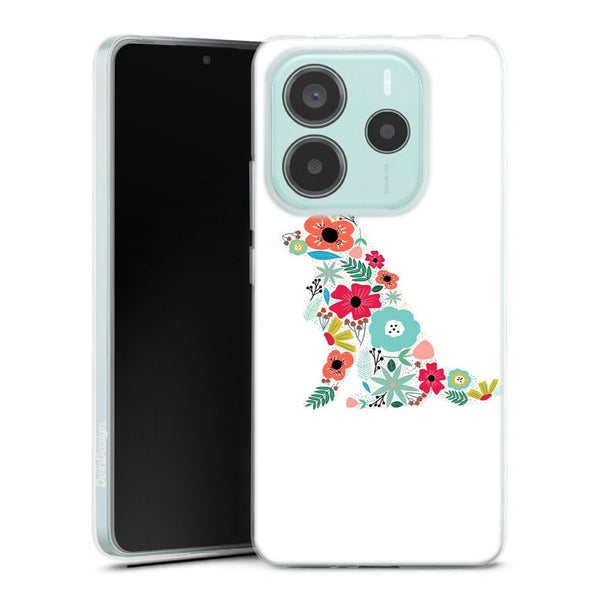 Coque Xiaomi Redmi Note 14 5G Border Collie floral | Housse silicone, antichocs, protection optimale - Motif floral et Chien