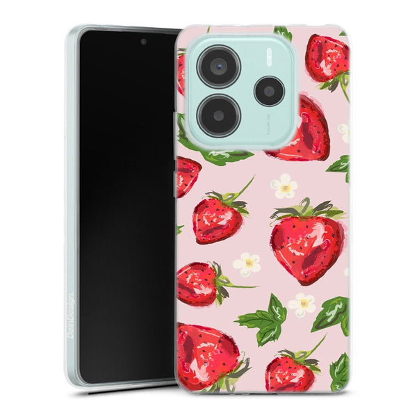 Coque Xiaomi Redmi Note 14 5G Botanique aux fraises | Housse silicone, antichocs, protection optimale - Motif floral Potager