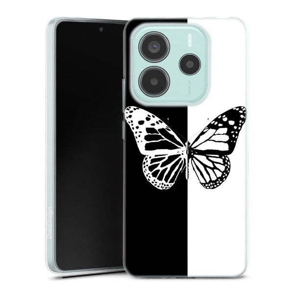 Coque Xiaomi Redmi Note 14 5G Butterfly Noir et Blanc