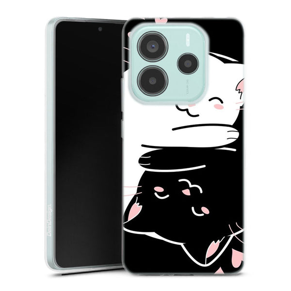 Coque Xiaomi Redmi Note 14 5G Chats Kawaii Yin et Yang