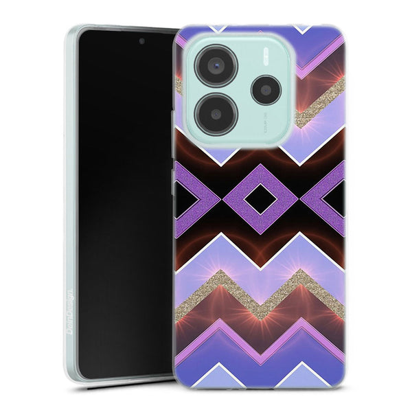Coque pour Xiaomi Redmi Note 14 5G Chevrons Azteque Violet