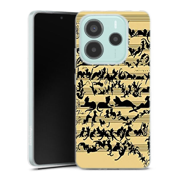 Coque Xiaomi Redmi Note 14 5G Clef musicale pour chat