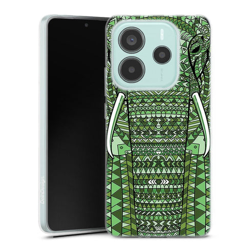 Coque Xiaomi Redmi Note 14 5G Elephant Vert Azteque