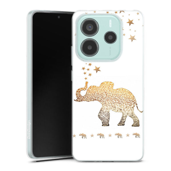 Coque Xiaomi Redmi Note 14 5G Gatsby gold glitter elephant