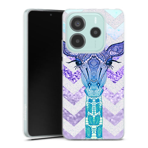 Coque Xiaomi Redmi Note 14 5G Glitter Girafe Bleu