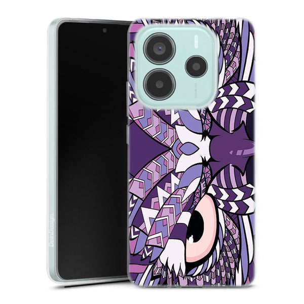 Coque Xiaomi Redmi Note 14 5G Hibou violet Azteque