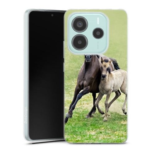 Coque Xiaomi Redmi Note 14 5G Horses, Wild Duelmener ponies, mare and foal