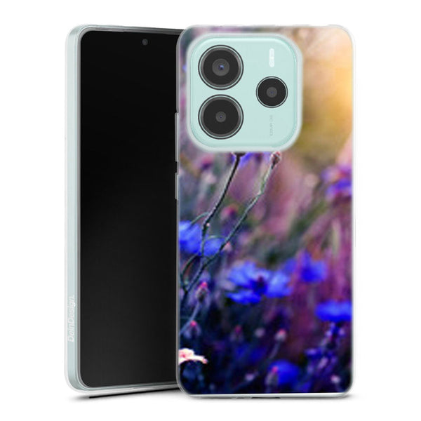 Coque Xiaomi Redmi Note 14 5G Jardin Fleuri Violet Doré | Housse silicone, antichocs, protection optimale - Motif floral