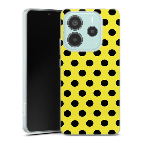 Coque pour Xiaomi Redmi Note 14 5G Jaune à Pois Noirs