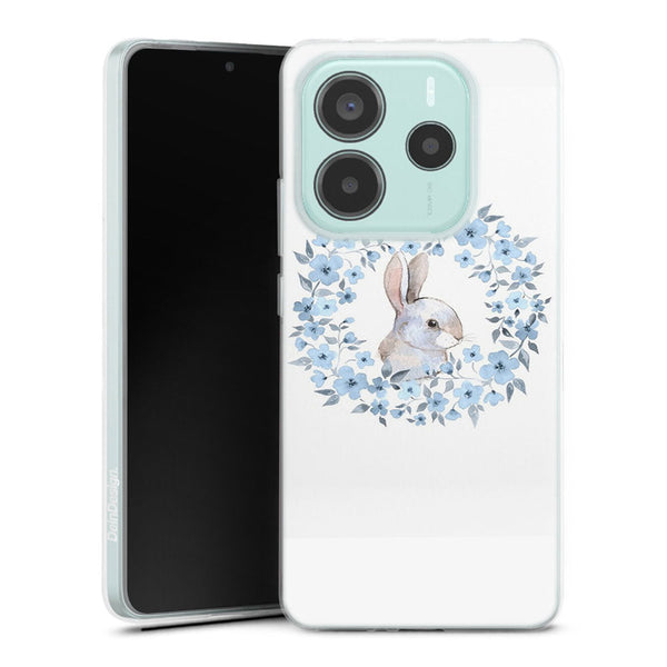Coque Xiaomi Redmi Note 14 5G Lapin Fleur Bleue