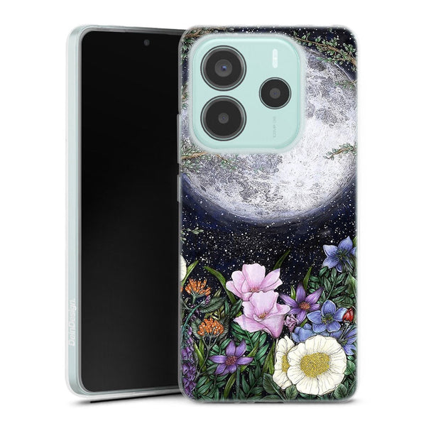 Coque Xiaomi Redmi Note 14 5G Minuit dans le jardin | Housse silicone, antichocs, protection optimale - Motif floral