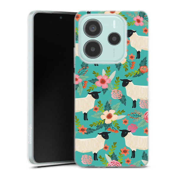 Coque Xiaomi Redmi Note 14 5G Motif Floral de sanctuaire de ferme de moutons | Housse silicone, antichocs, protection optimale - Motif floral