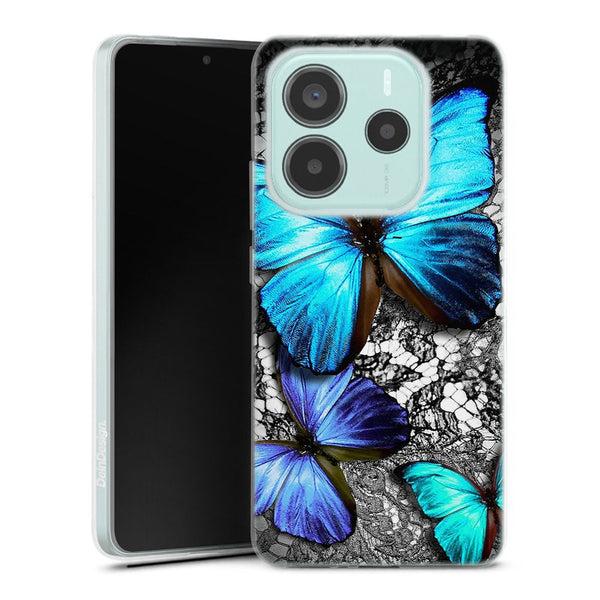 Coque Xiaomi Redmi Note 14 5G Papillon Turquoise
