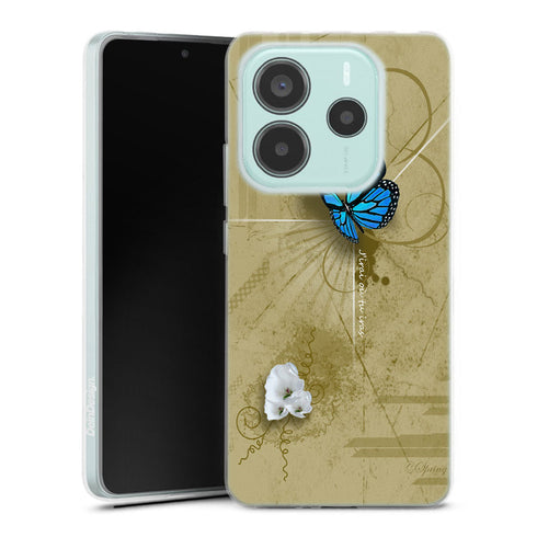 Coque Xiaomi Redmi Note 14 5G Papillon Bleu