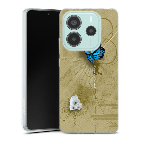 Coque Xiaomi Redmi Note 14 5G Papillon Bleu
