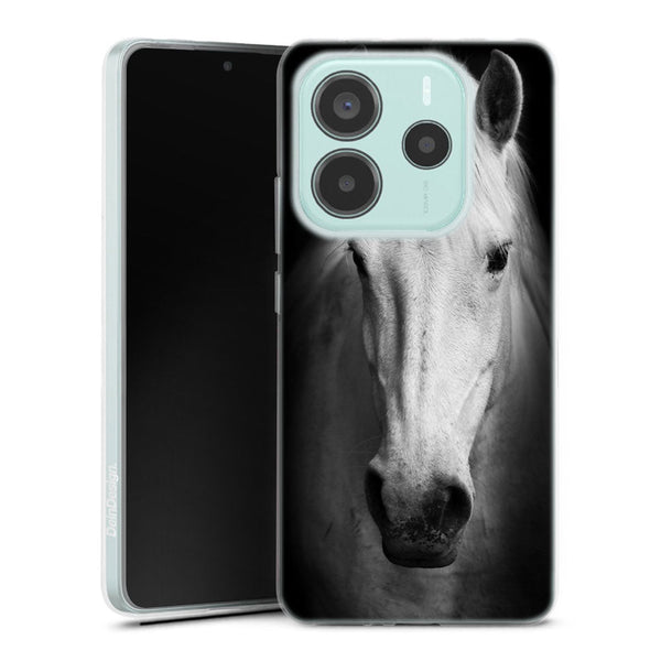 Coque Xiaomi Redmi Note 14 5G Tete de Cheval Noir et Blanc