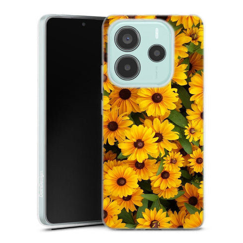 Coque Xiaomi Redmi Note 14 5G Tournesol Party | Housse silicone, antichocs, protection optimale - Motif floral