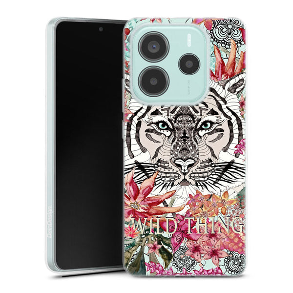 Coque Xiaomi Redmi Note 14 5G Wild Thing | Housse Antichoc Silicone Souple, Ultra Fine, Protection intégrale, Motif Floral