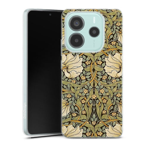 Coque Xiaomi Redmi Note 14 5G William Morris Pimpernel | Housse Antichoc Silicone Souple, Ultra Fine, Protection intégrale, Motif Floral