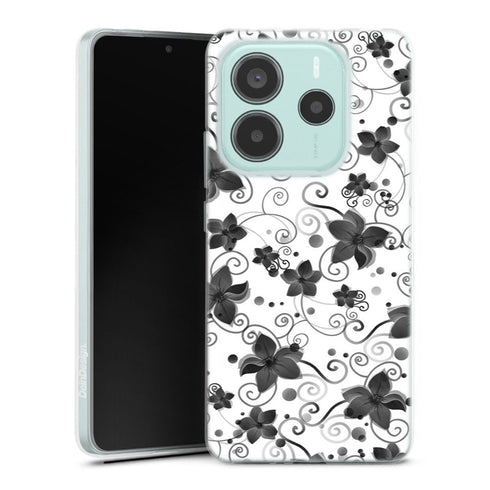 Coque Xiaomi Redmi Note 14 5G Black Flower | Housse silicone, antichocs, protection optimale - Motif floral noir