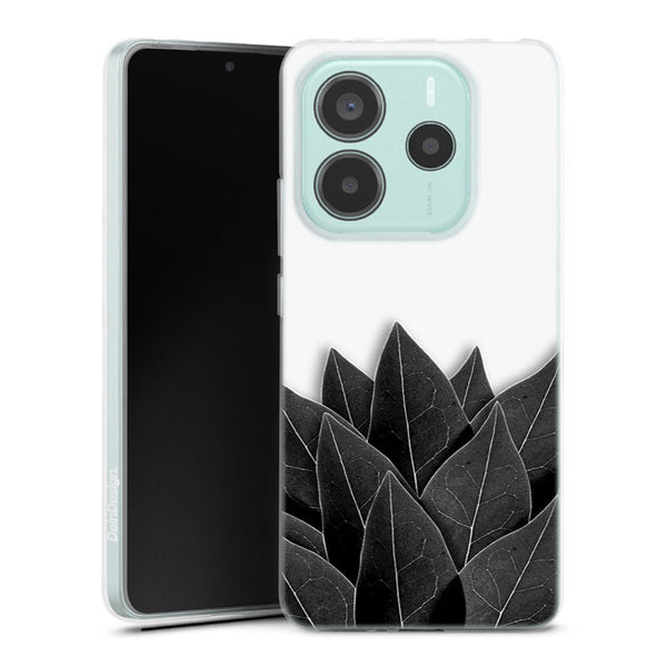 Coque Xiaomi Redmi Note 14 5G Black Leaves | Housse silicone, antichocs, protection optimale - Motif floral noir