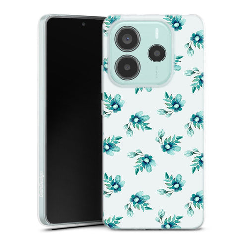Coque Xiaomi Redmi Note 14 5G Blue Flowers | Housse silicone, antichocs, protection optimale - Motif floral bleu