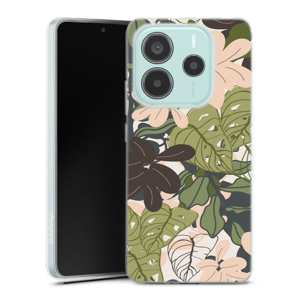Coque Xiaomi Redmi Note 14 5G Bohemian Tropical Foliage | Housse silicone, antichocs, protection optimale - Motif floral