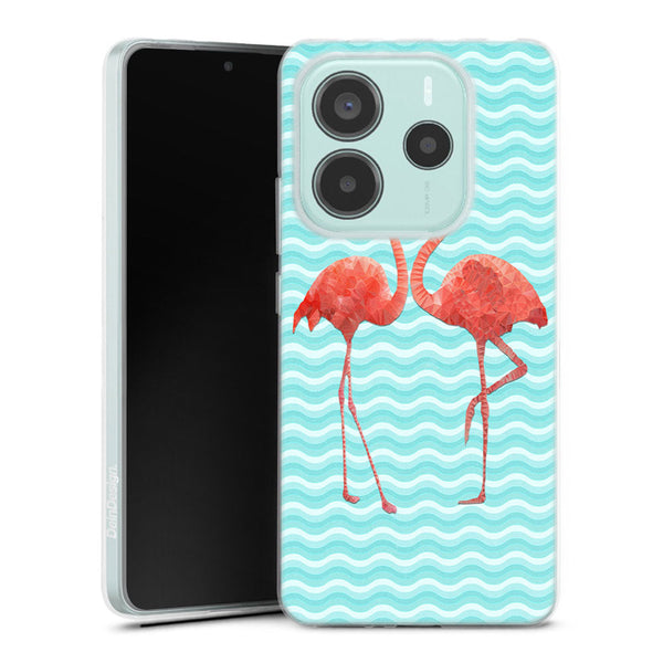 Coque pour Xiaomi Redmi Note 14 5G Flamingo love