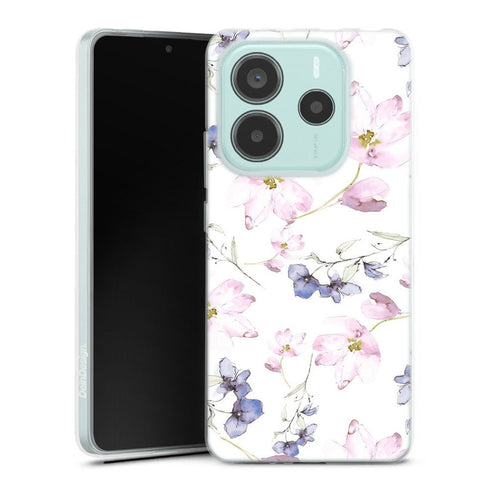 Coque Xiaomi Redmi Note 14 5G fleurs aquarelles | Housse silicone, antichocs, protection optimale - Motif floral Pastel