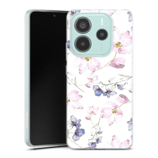 Coque Xiaomi Redmi Note 14 5G fleurs aquarelles | Housse silicone, antichocs, protection optimale - Motif floral Pastel