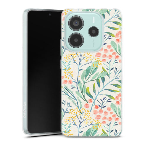 Coque Xiaomi Redmi Note 14 5G Jardin botanique | Housse silicone, antichocs, protection optimale - Motif floral