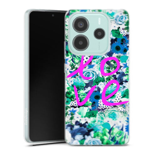 Coque Xiaomi Redmi Note 14 5G Love Floral | Housse silicone, antichocs, protection optimale - Motif floral