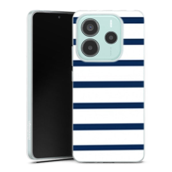 Coque pour Xiaomi Redmi Note 14 5G Bandes Mariniere Noires Blanches