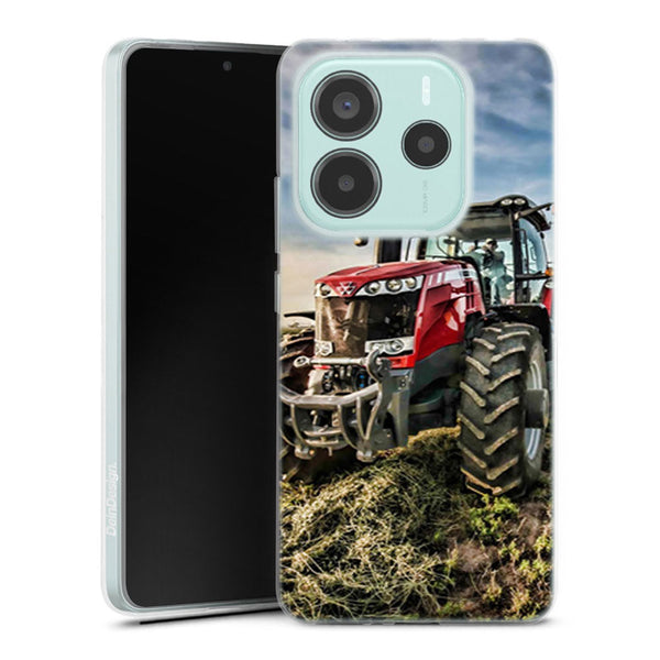 Coque Xiaomi Redmi Note 14 5G Massey Fergusson Tractor | Housse silicone, antichocs, protection optimale - Motif floral