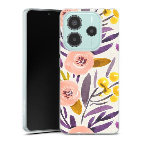 Coque Xiaomi Redmi Note 14 5G Novembre | Housse silicone, antichocs, protection optimale - Motif floral