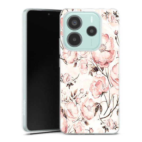 Coque Xiaomi Redmi Note 14 5G Roses et pivoines victoriennes | Housse silicone, antichocs, protection optimale - Motif floral
