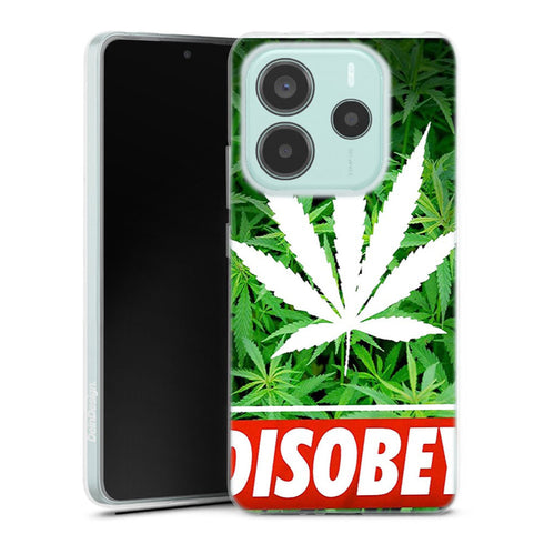 Coque Xiaomi Redmi Note 14 5G Weed Cannabis Disobey | Housse Antichoc Silicone Souple, Ultra Fine, Protection intégrale, Motif Floral