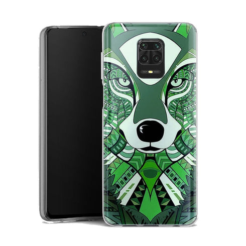 Coque Xiaomi Note 9 Loup Vert Azteque