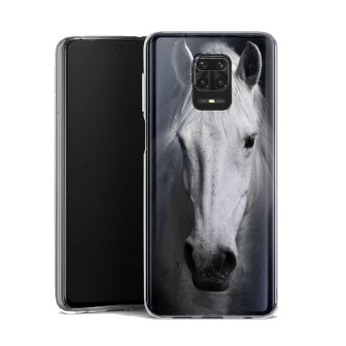 Coque Xiaomi Note 9 Tete de Cheval Noir et Blanc