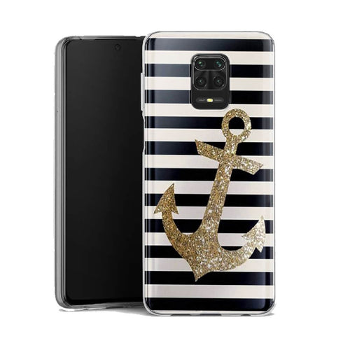 Coque Xiaomi Note 9 original Gold Glitter Anchor in black | Décoration Pailletée