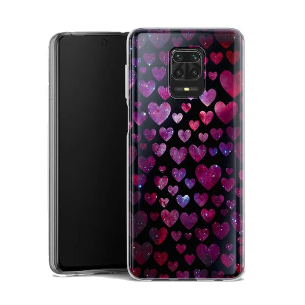 Coque Xiaomi Note 9 Space Hearts | Etui antichoc de téléphone motif à Coeurs