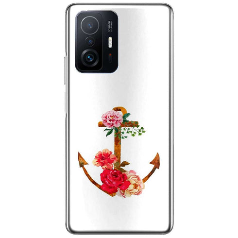Coque Xiaomi 11T 5G / 11T 5G PRO ancre florale fleurs roses et rouges