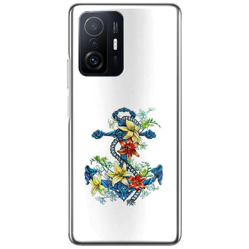 Coque Xiaomi 11T 5G / 11T 5G PRO ancre bleu avec illustration de lis du jour