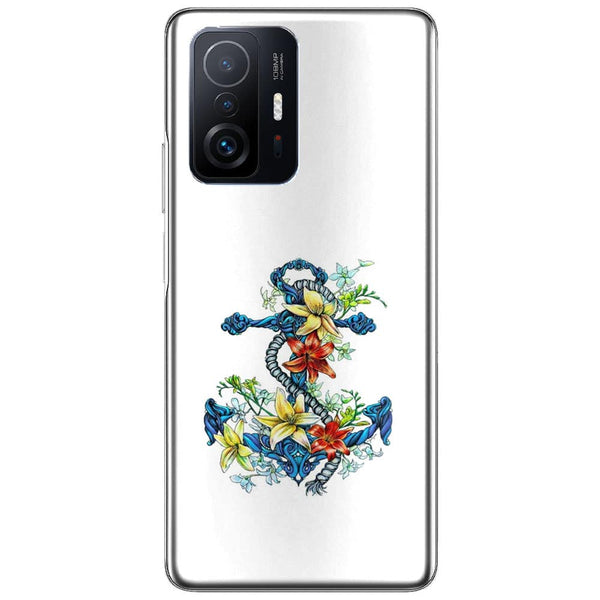 Coque Xiaomi 11T 5G / 11T 5G PRO ancre bleu avec illustration de lis du jour