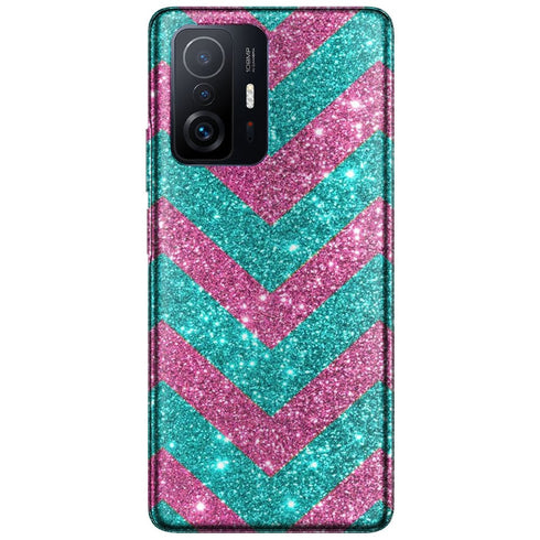 Coque pour Xiaomi 11T / 11T Pro Chevrons Strass Violet Rose