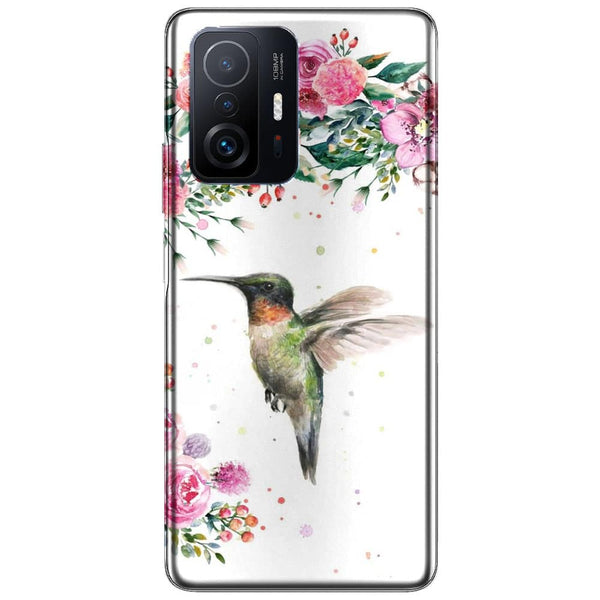 Coque silicone antichoc Xiaomi 11T 5G / 11T 5G PRO Colibri et fleurs aquarelle