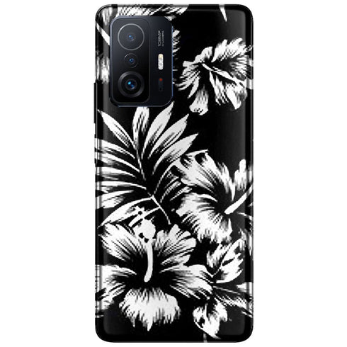 Coque pour Xiaomi 11T 5G Fleurs Sauvages noires | Pattern Fleurs, Housse en Silicone, etui Antichoc